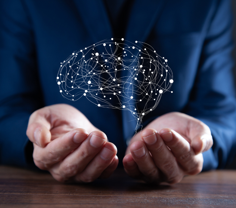 modèle d'un cerveau énergique avec ses neurones connectés